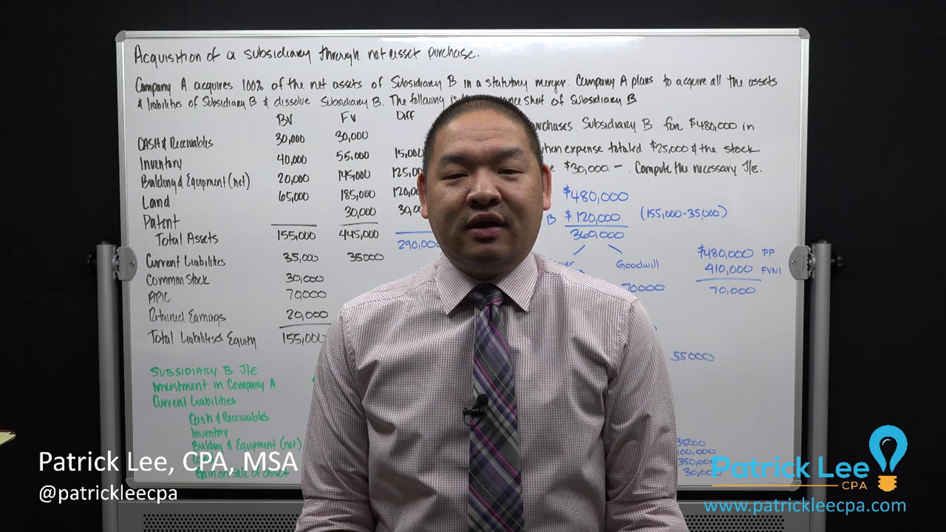 Lesson 1.9 - Acquiring through Acquisition of Net Assets - Combination Example