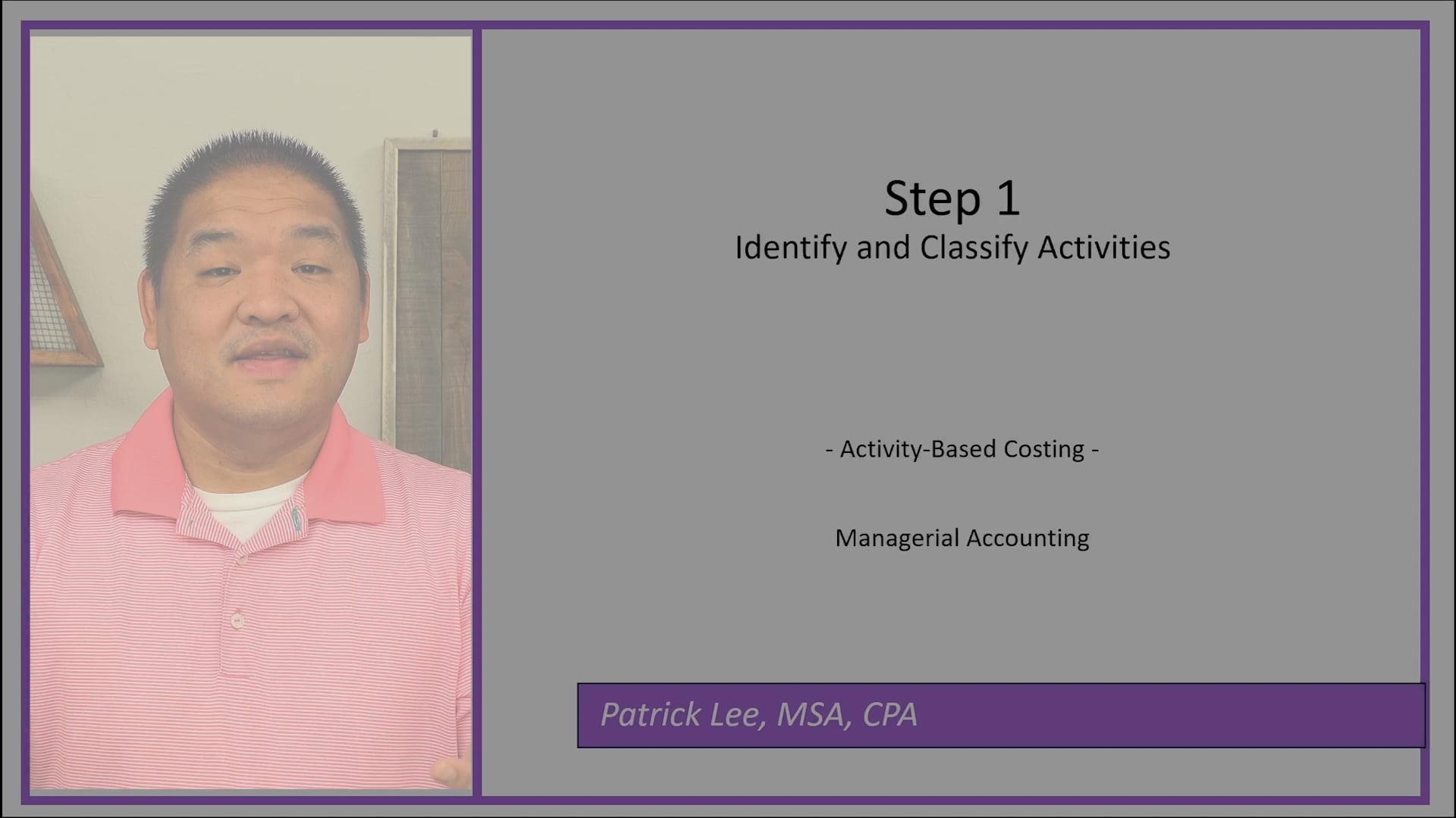 Lesson 4.4 - Step 1 - Identify and Classify Activities