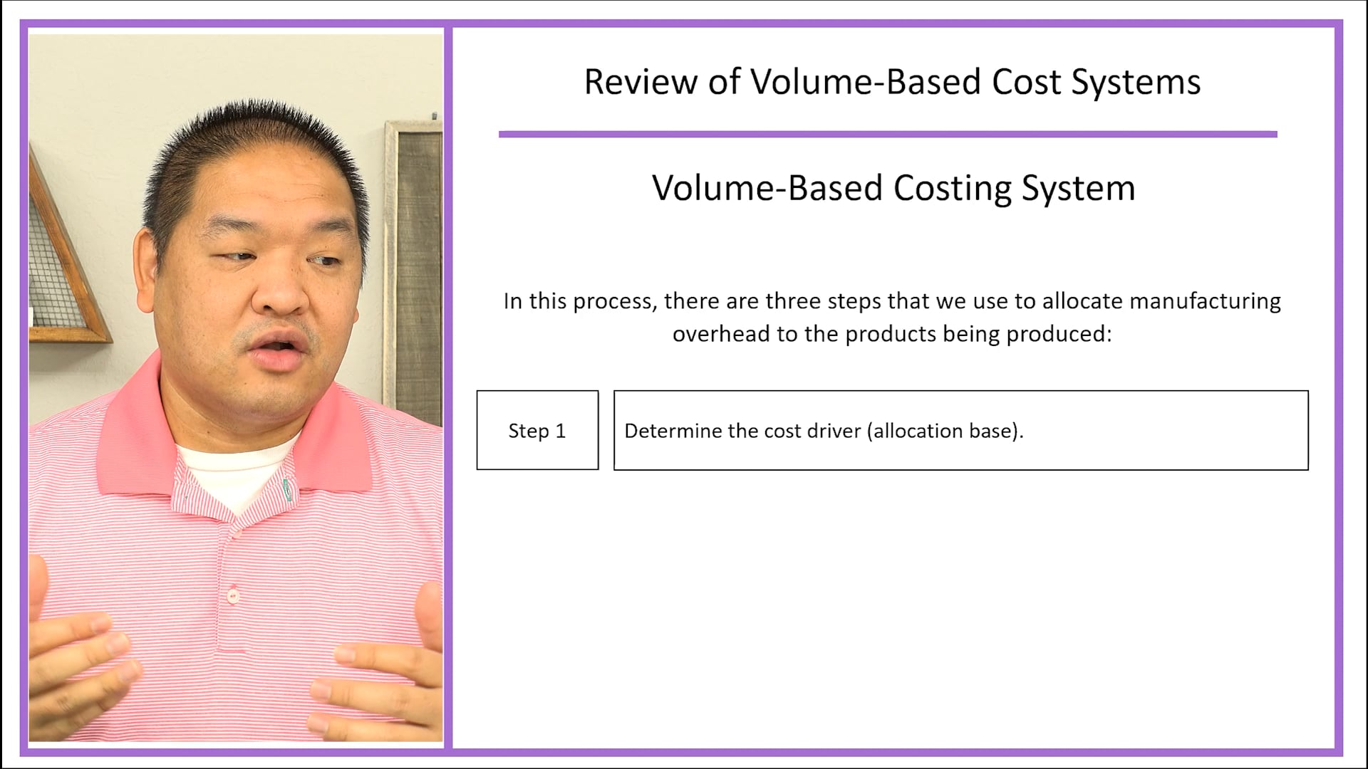 Lesson 4.1 - Review of Value-Based Costing System