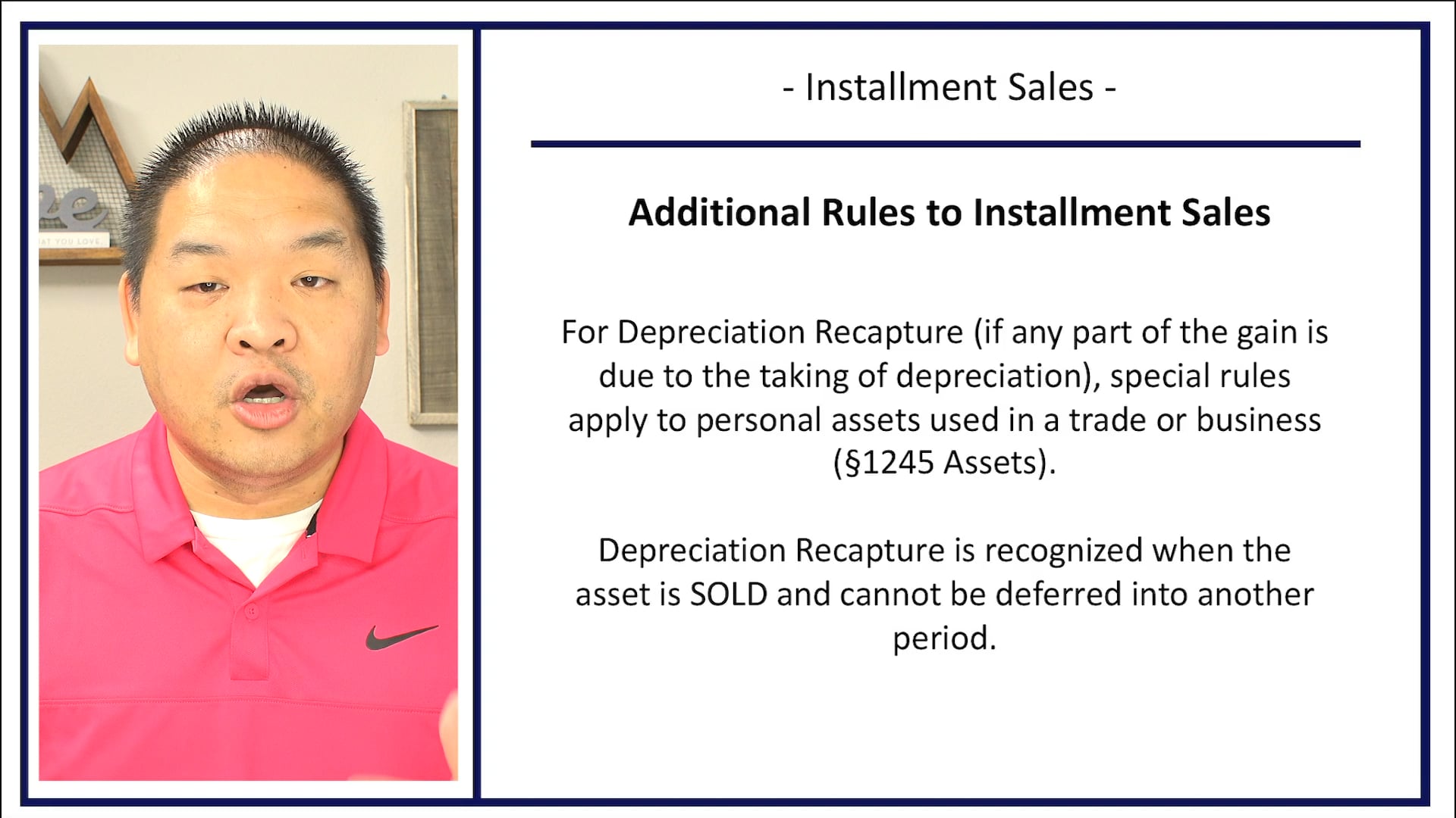 Section 11.7 - Installment Sales - Depreciation Recapture