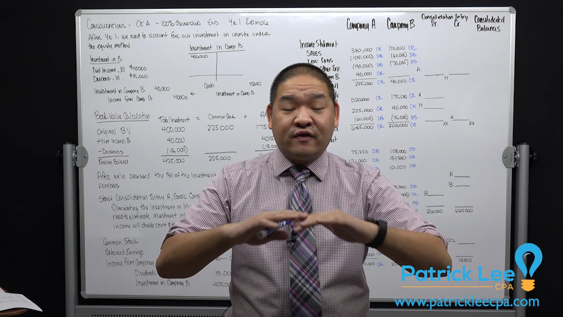 Lesson 2.13 - Consolidations - EE A - Investment in Investee End of Yr 1