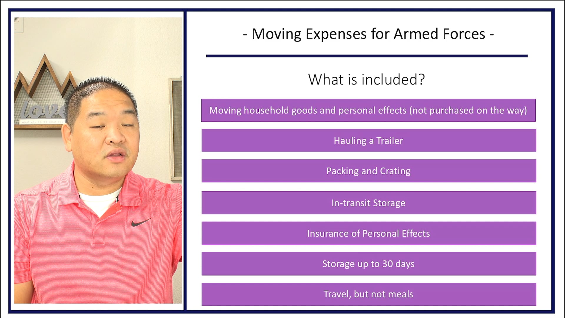 Section 4.7 - Moving Expenses for Armed Forces