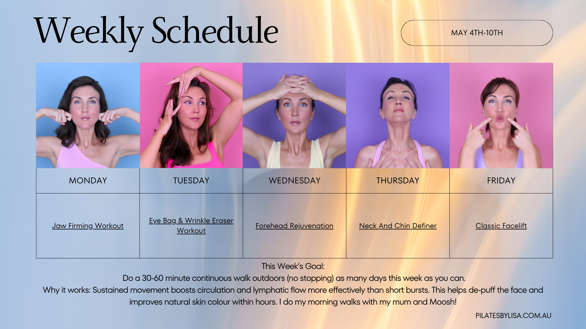 May Face Exercise Weekly Schedule Calendar