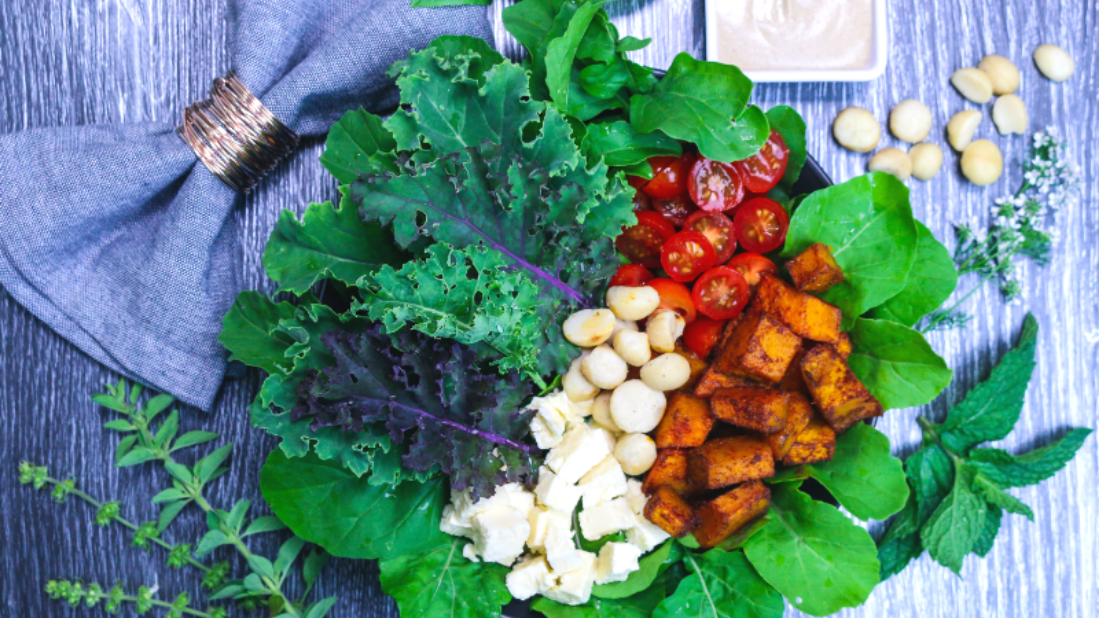 Pumpkin, Kale, Feta Salad
