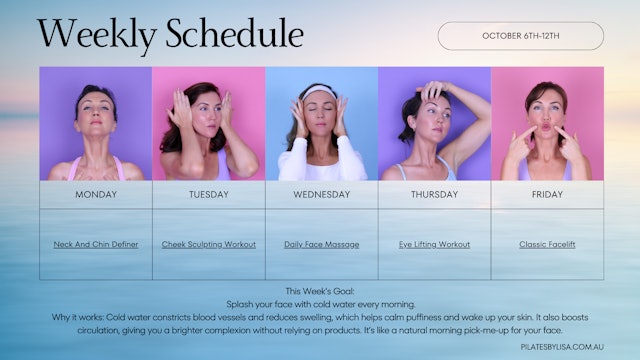 October Face Exercise Weekly Schedule Calendar