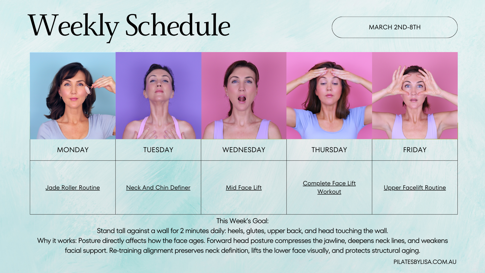 March Face Exercise Weekly Schedule Calendar