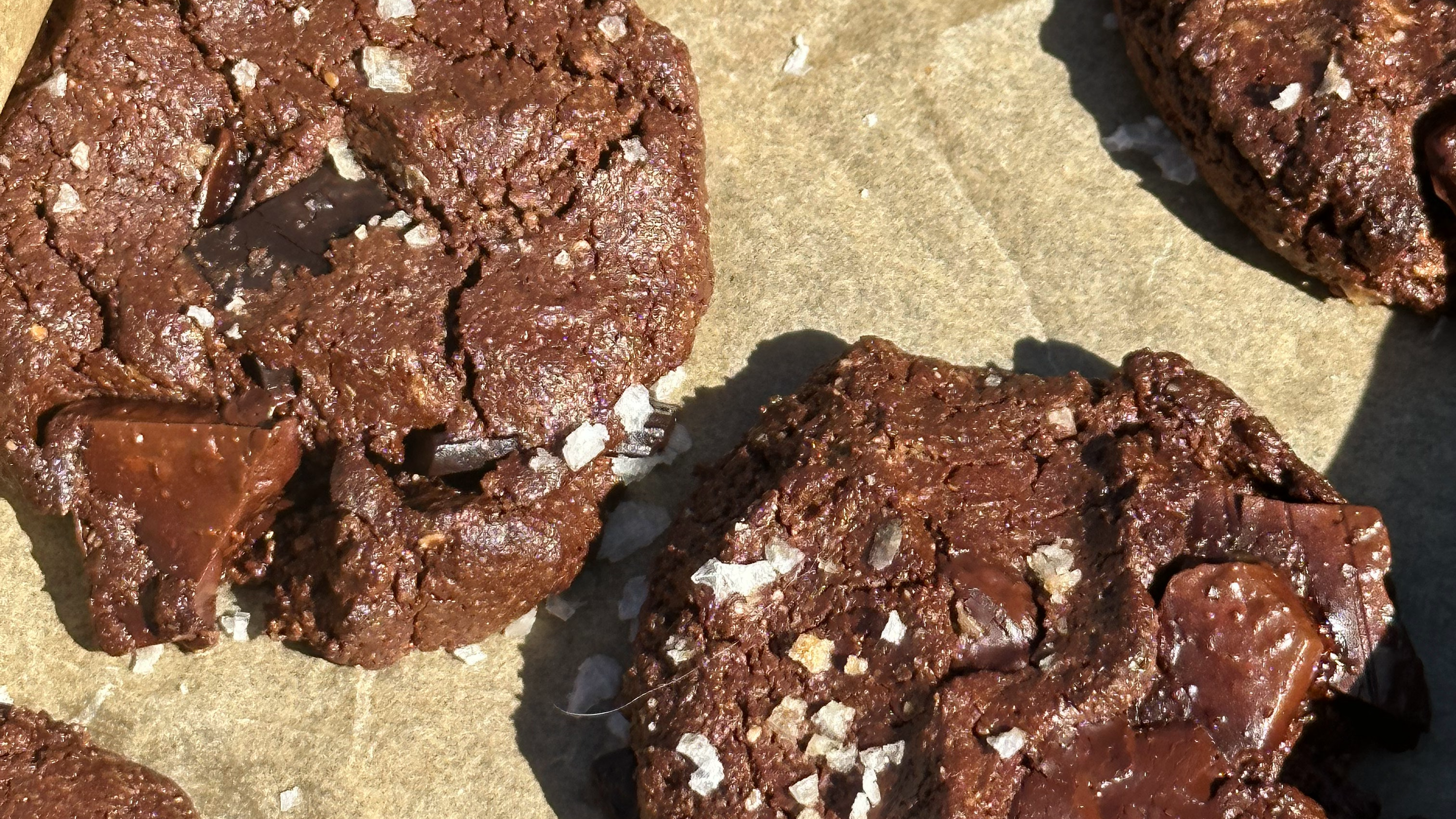 Fudgy Salty Double Choc Cookies