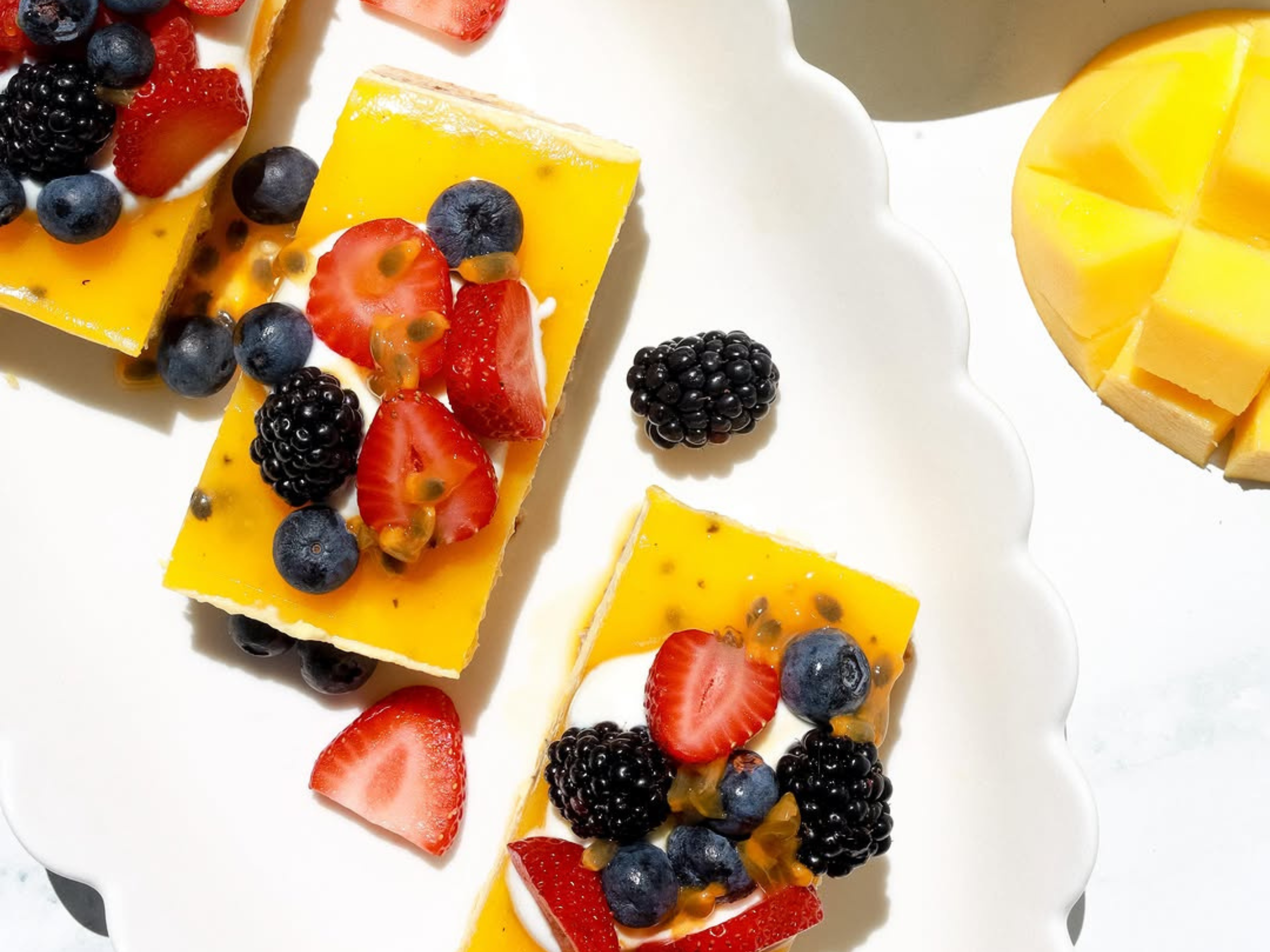 Healthy Mango Passionfruit Cheesecake