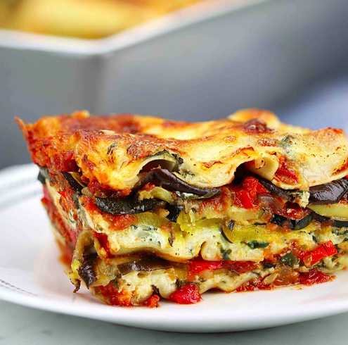 Rainbow veggie lasagne 