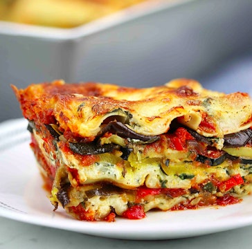 Rainbow veggie lasagne 