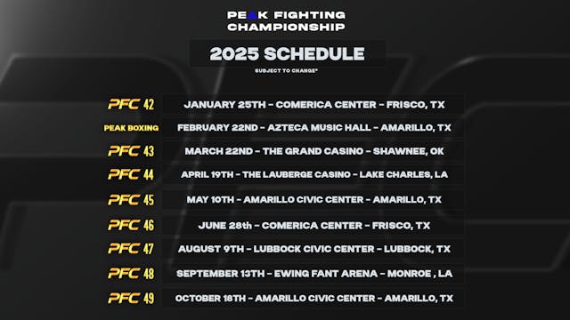 2025 PFC Schedule