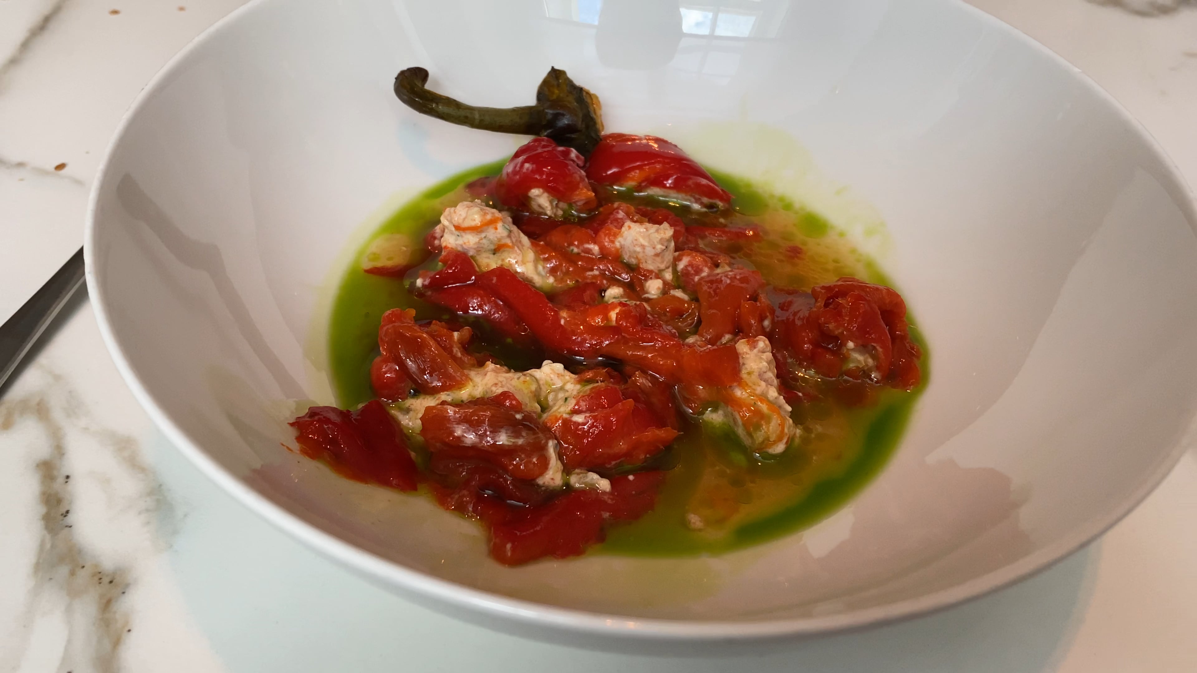 Red tomato stuffed with Goat cheese