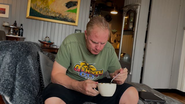 Hubby slurping his soup