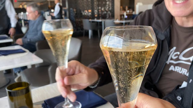 Glass of Champagne in the Polaris Lounge