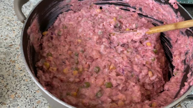 Pink potato salad