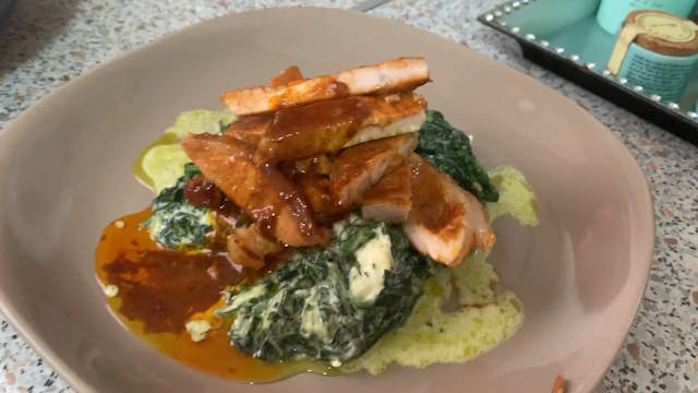 Curry spinach with Pork chops