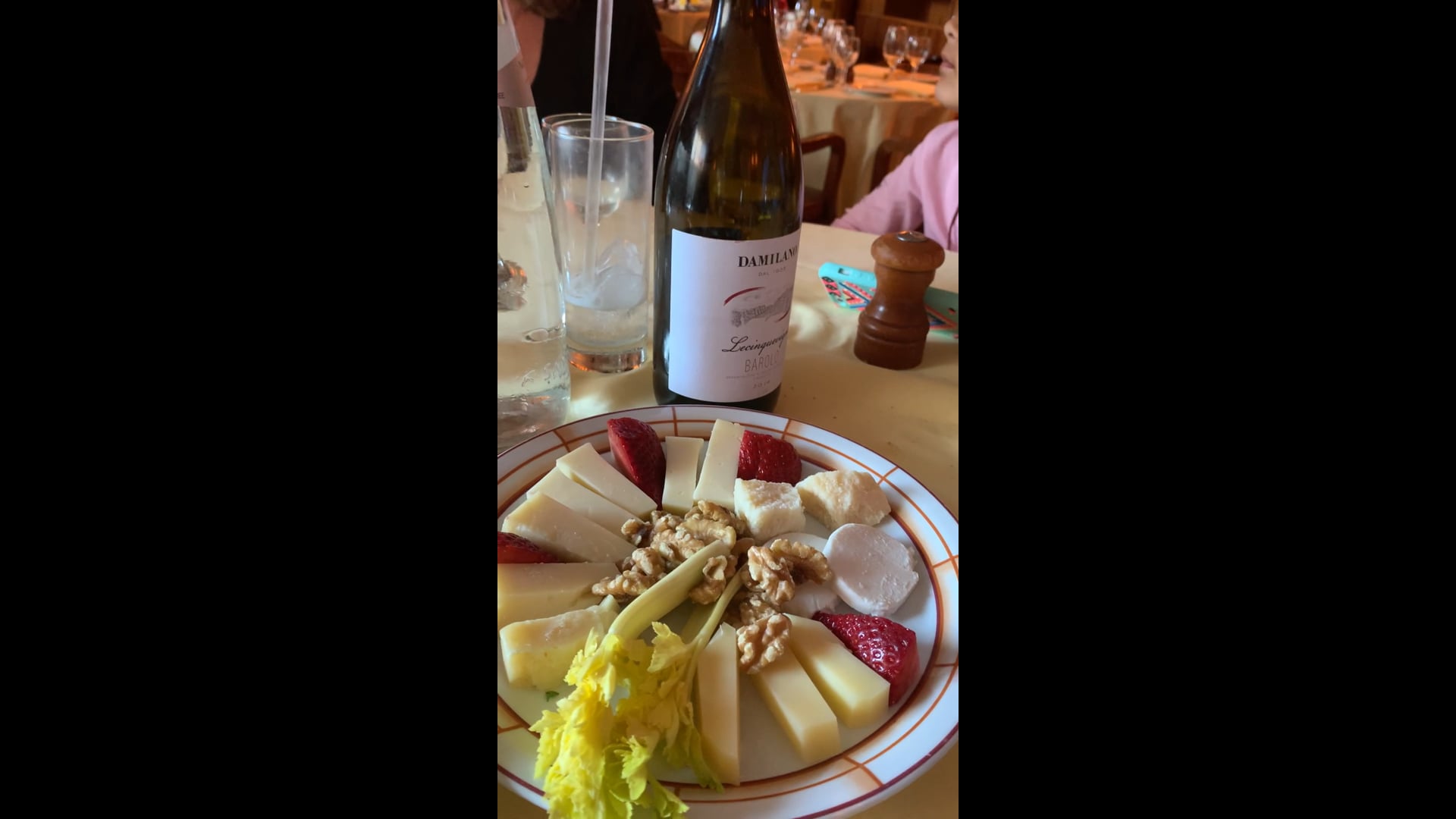 Cheese with strawberries