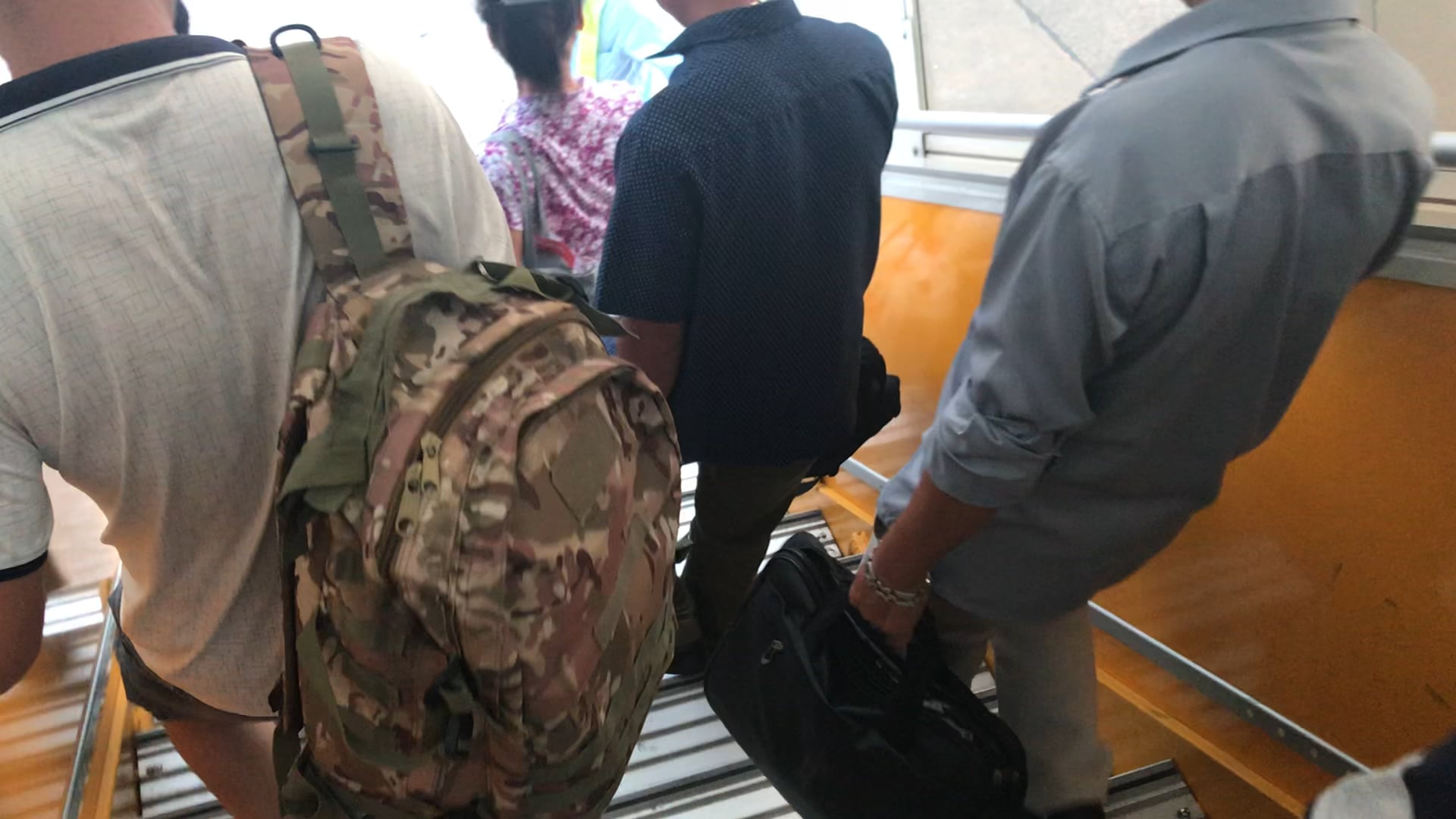 Exiting vietjet air at Hanoi airport