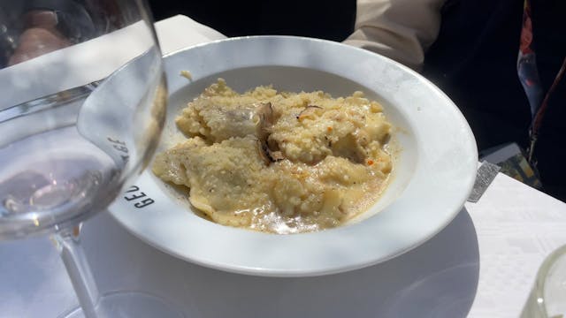 George, truffle ravioli