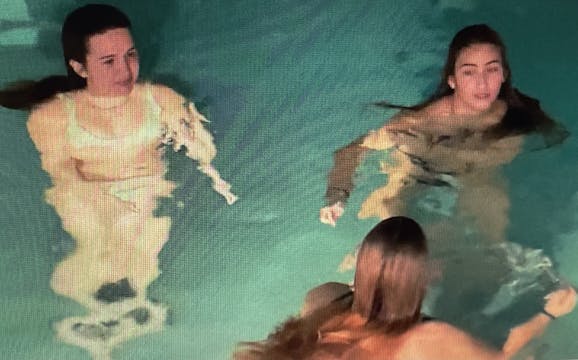 Gall in the pool at night