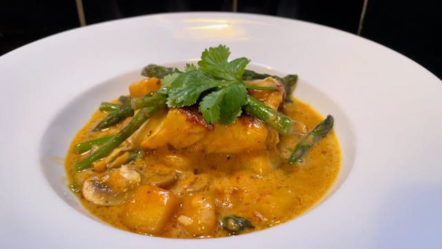 Cod is a creamy mushroom sauce