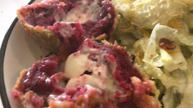 Red beet ball with goat cheese