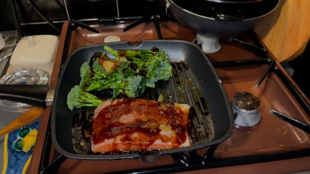 Salmon with Broccoli  Asparagus in gi...