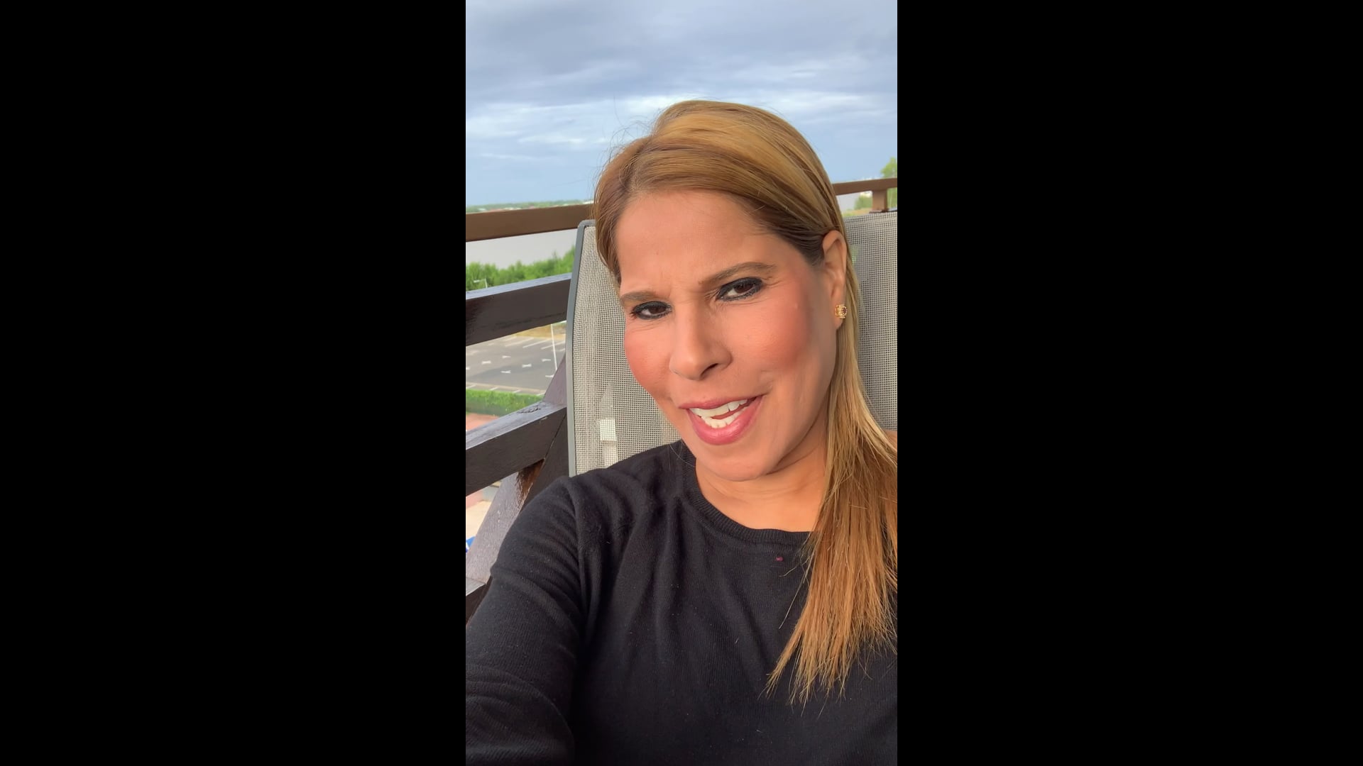 On the balcony of the hotel in Suriname