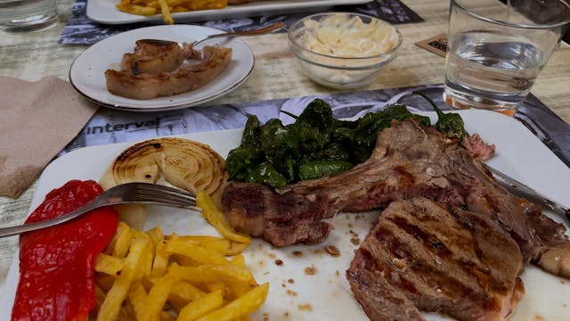 Dinner in Figueras, on the plaza, Spain