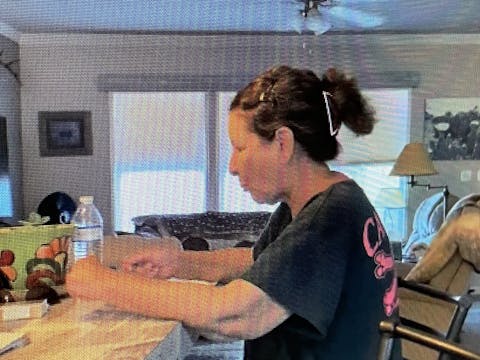 Debbie eating breakfast