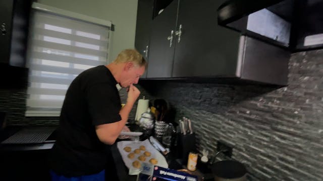Oh oh he is baking cookies