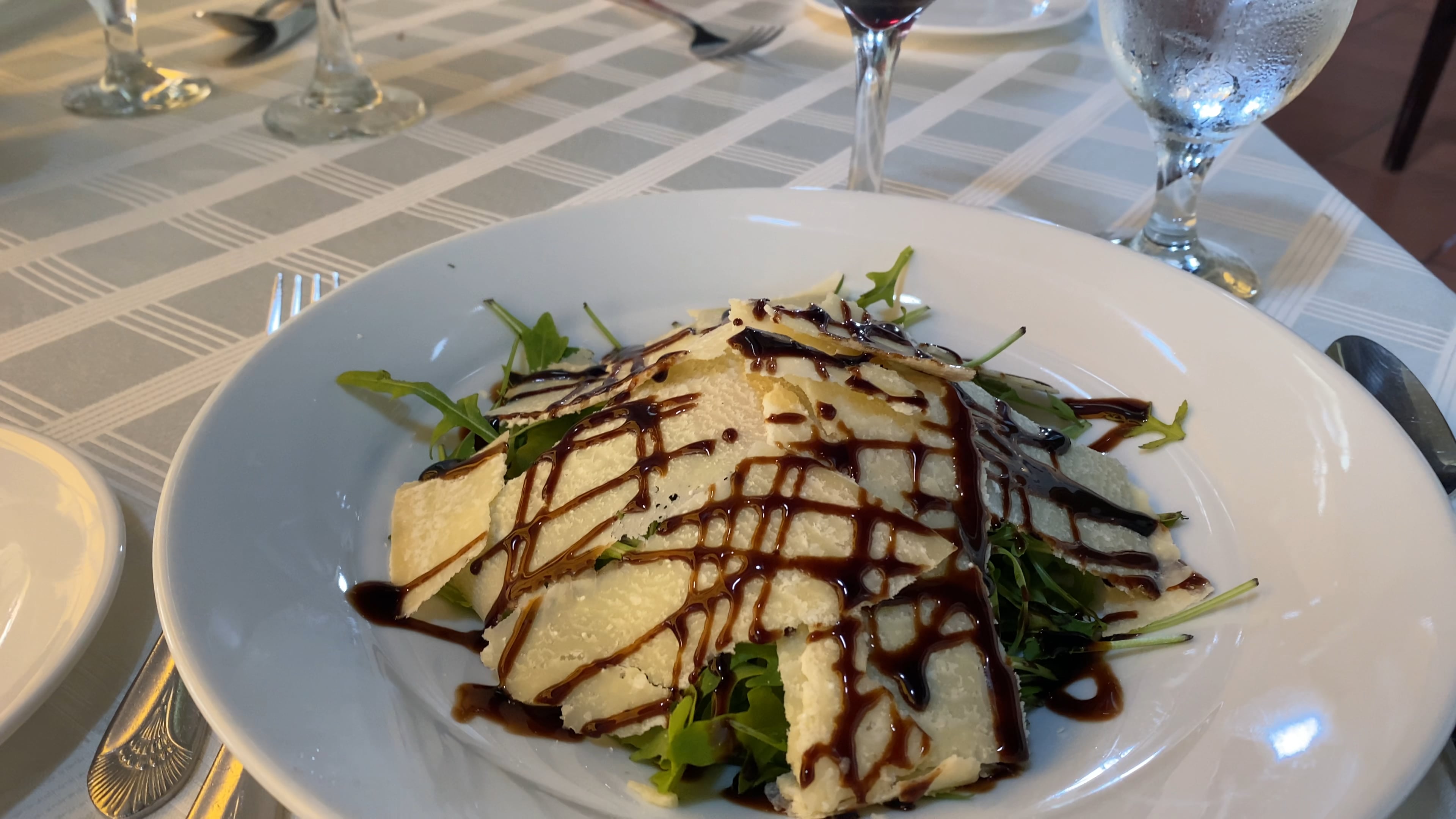 Caprese and arugula and Parmesan