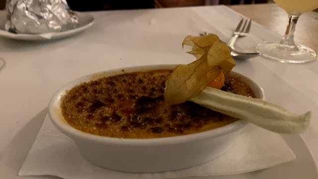 Creme brûlée at restaurant in Aruba
