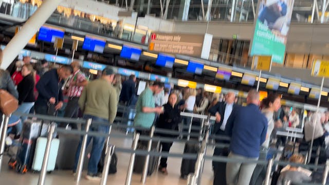 At Schiphol airport extremely long lines