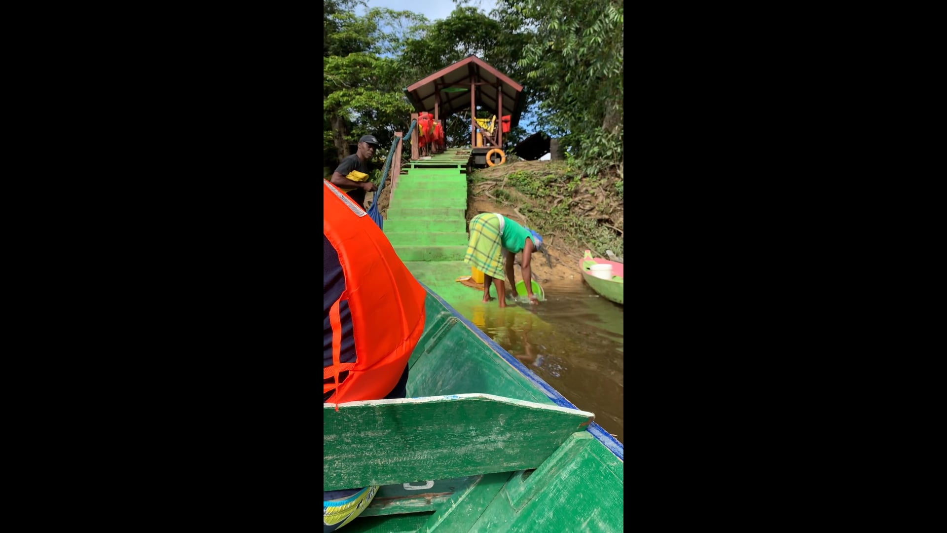 Getting in to the boat to go back to the city