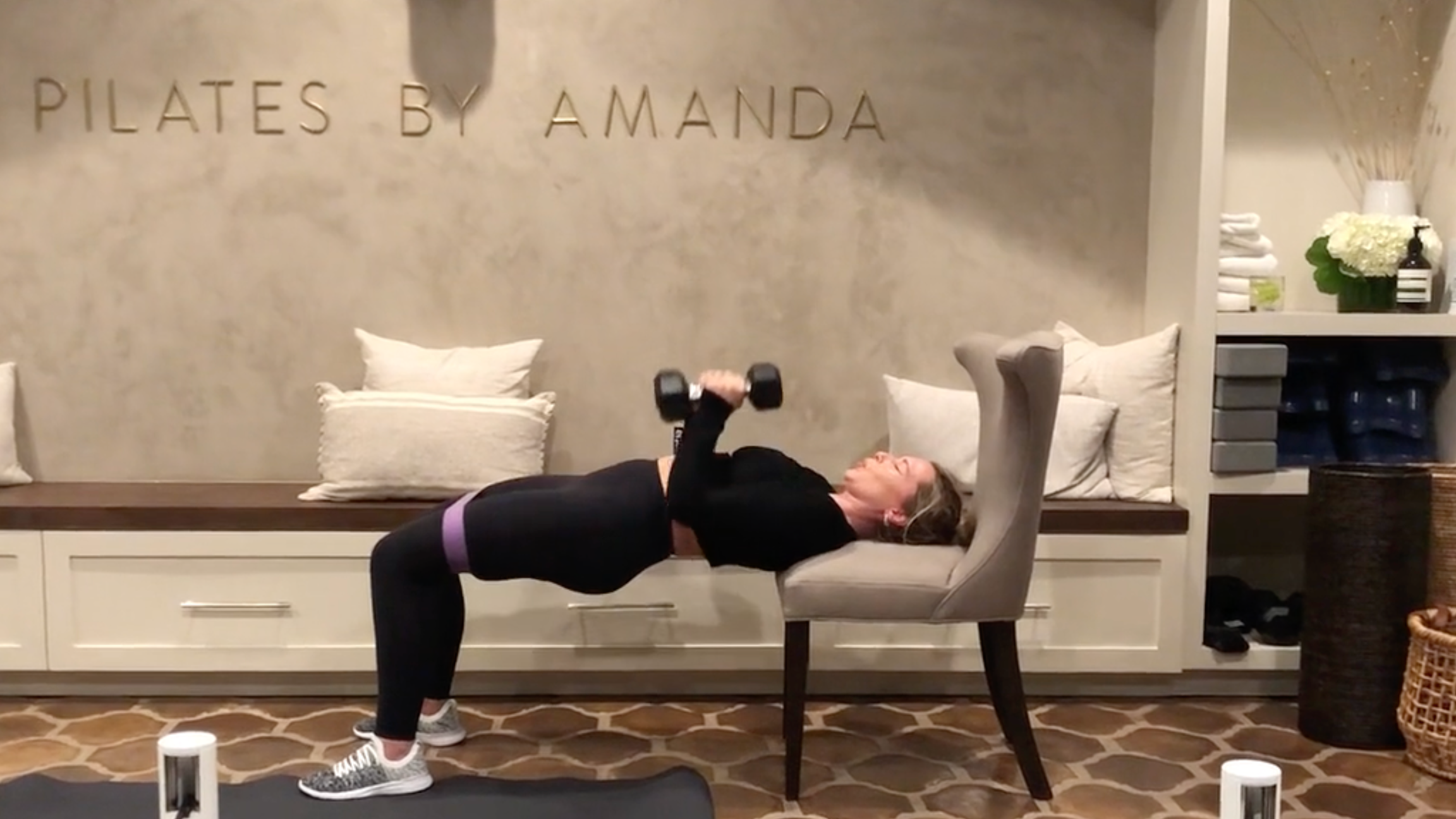 34 Min: Advanced Introduction // Glutes & Arms // Bands, Chair, & Hand Weights