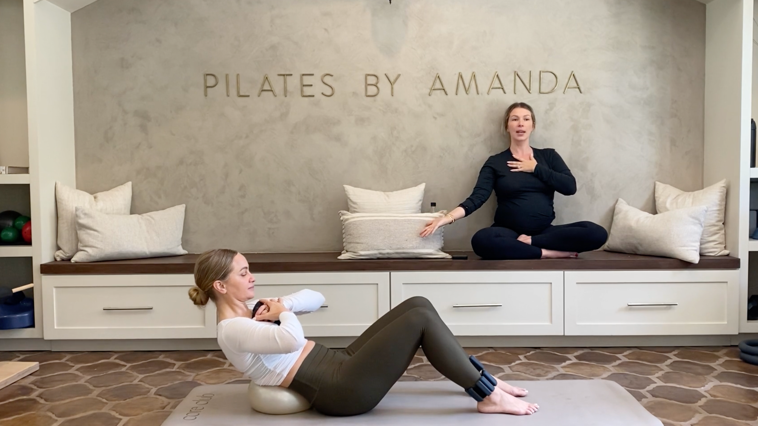 34 Min: Abs, Arms, & Upper Back // Ankle Weights, Ball, & Hand Weights