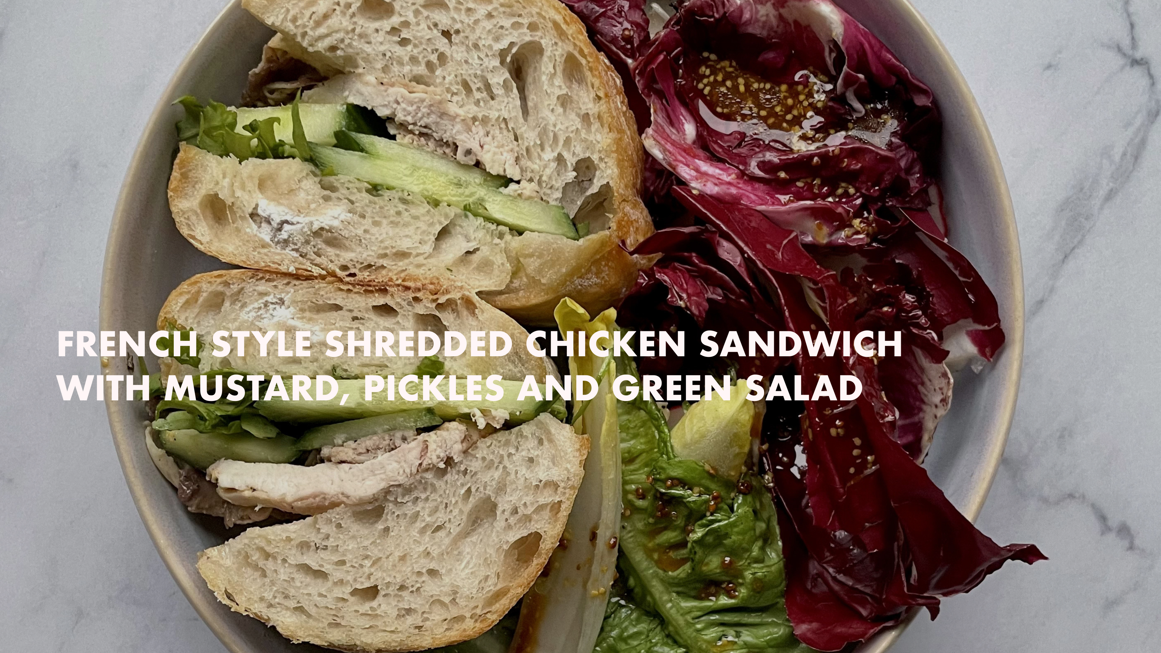 French style shredded chicken sandwich