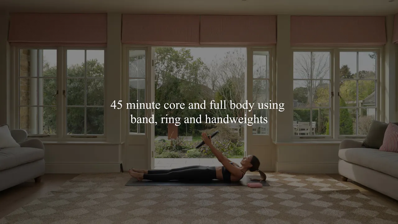 45 minute core and full body using band, ring and hand weights ...