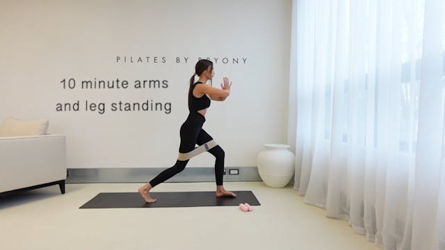 10 minute arm and leg standing with band and hand weights