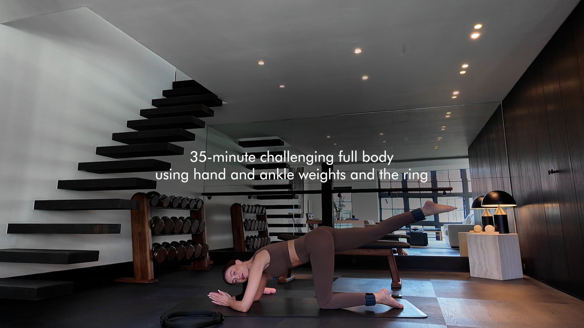 35 minute challenging full body using hand and ankle weight and the ring