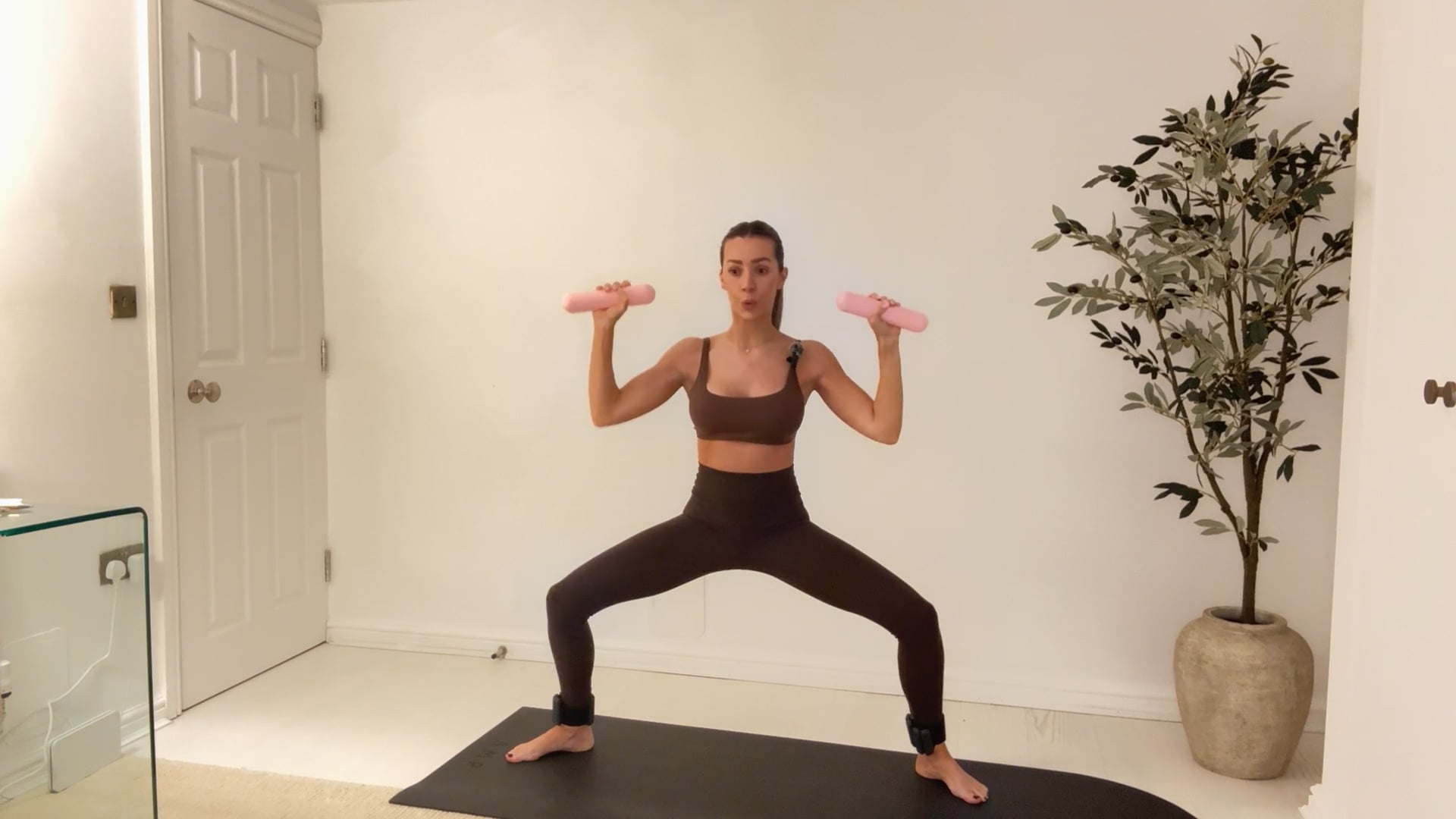 25 min Spicy Sculpt Class with Ankle Weights, hand weights & band