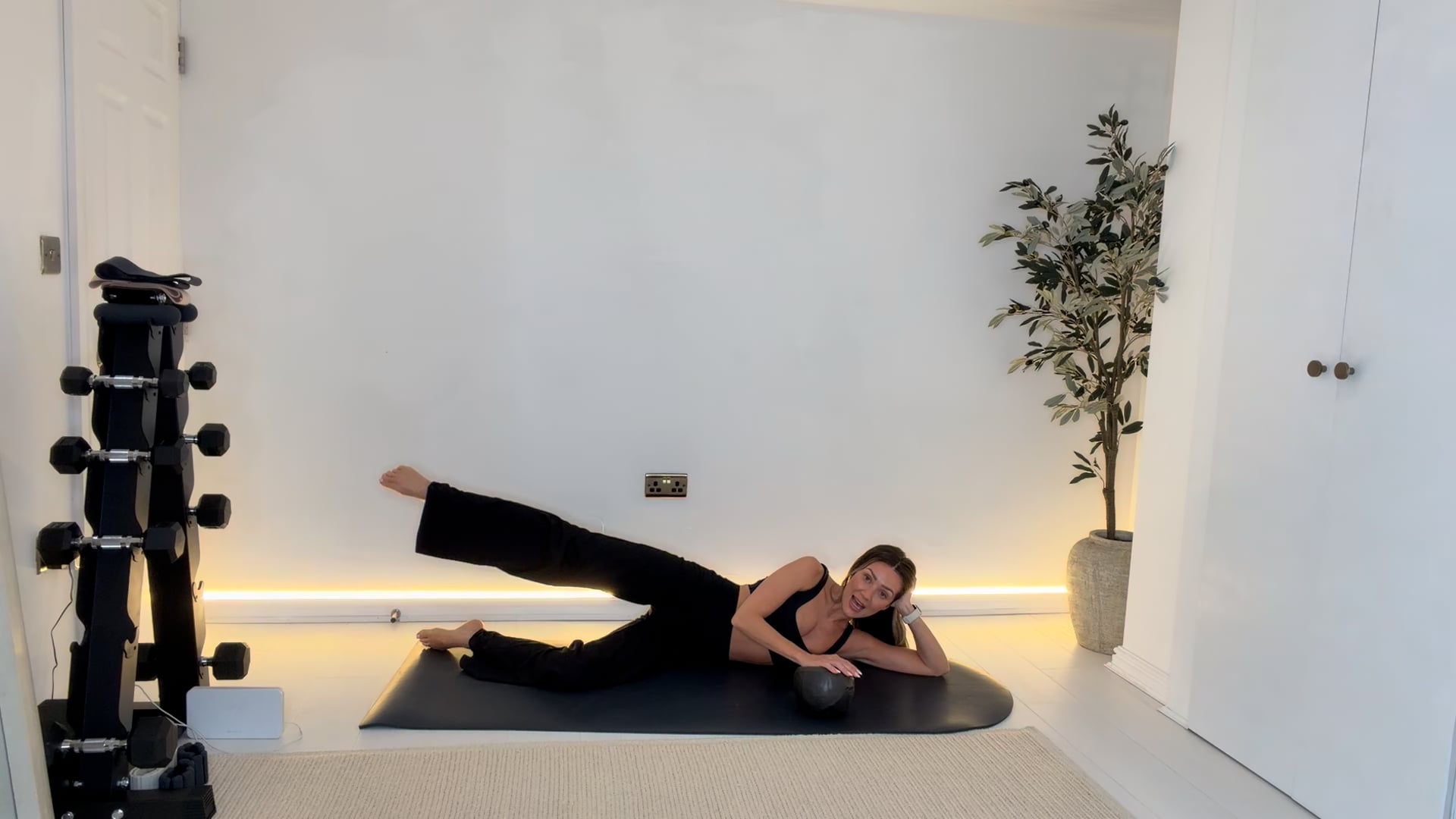 10 min postpartum restore side lying class with optional ball