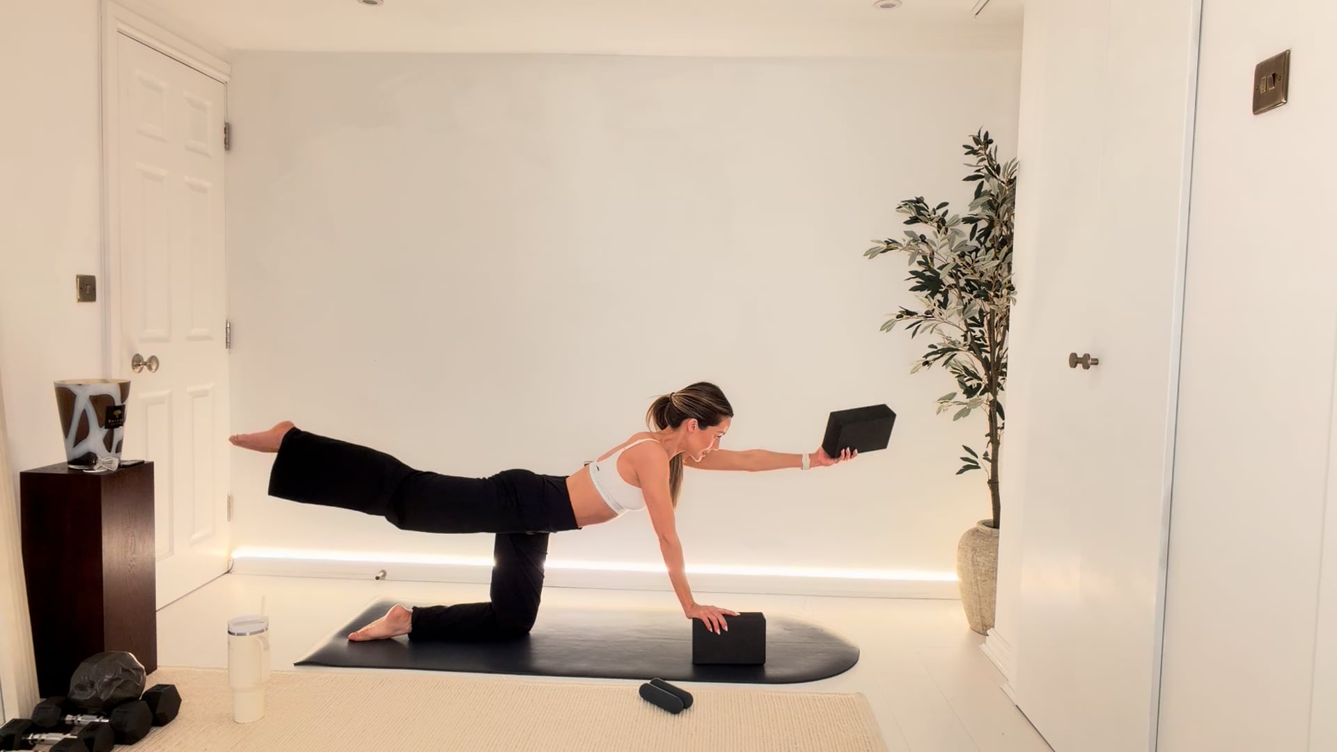 NEW 25 min Dynamic Flow with blocks, ankle weights & 1.5/3 pound hand weights