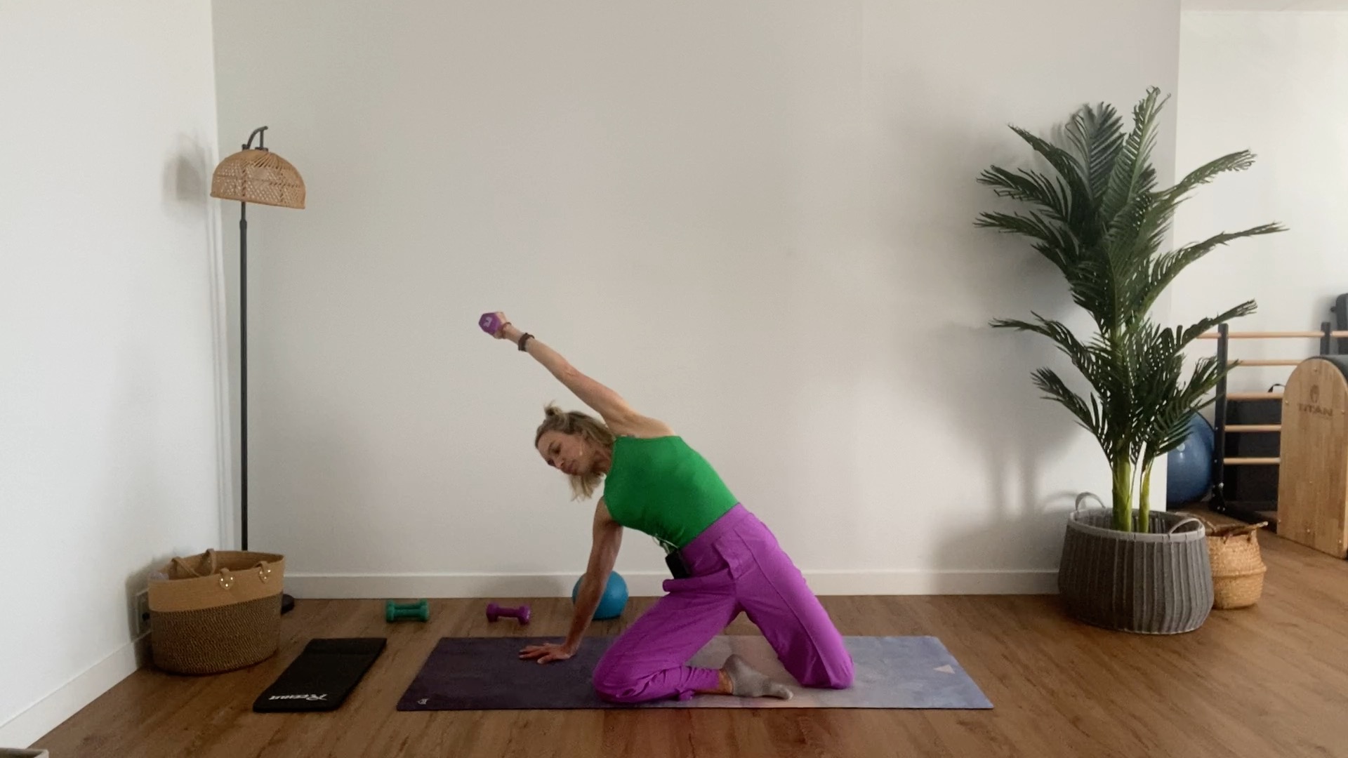 Feel Good Mobility and Strength. 25 min. ball. weights