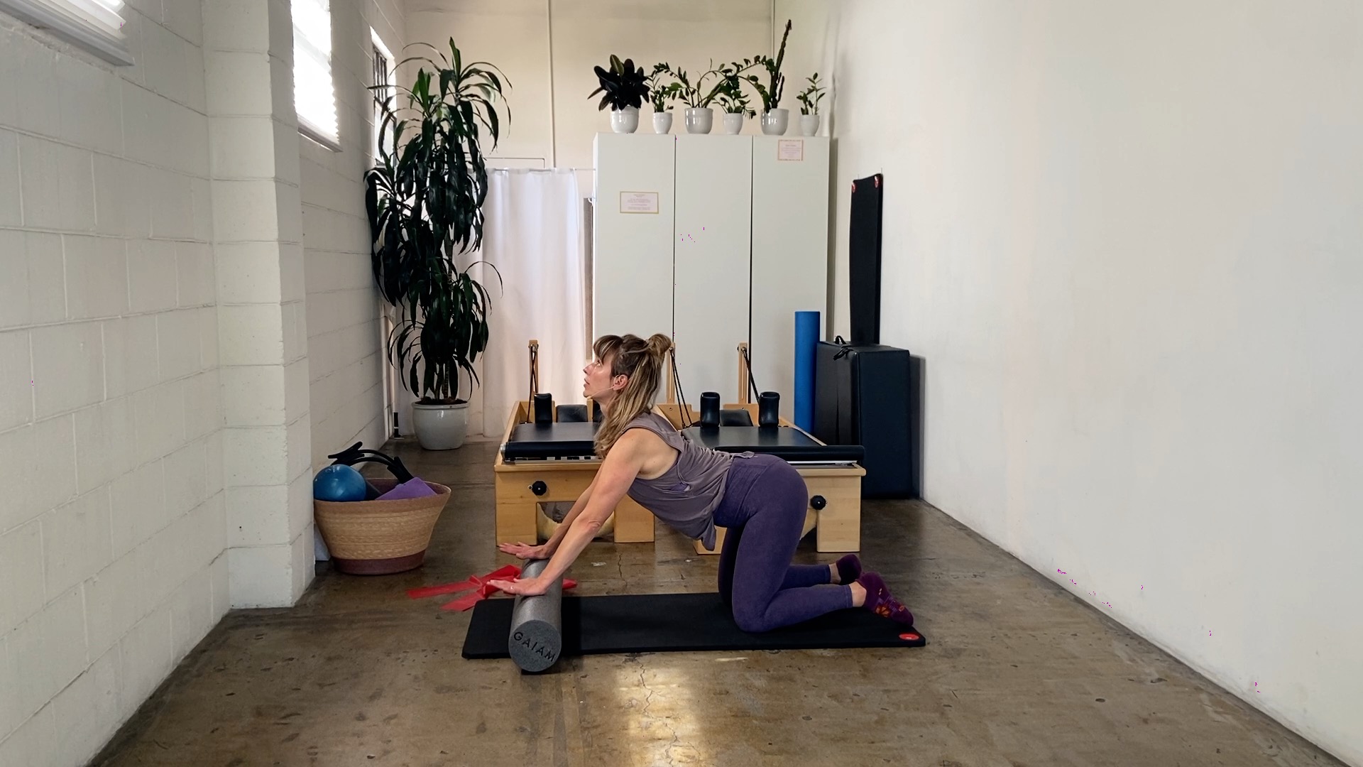 Forward Posture Unwind with Extension and Rotation. roller. band. 16 min