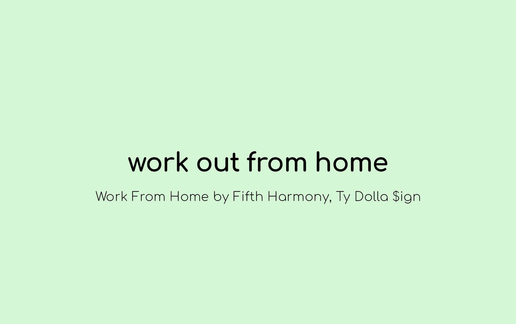 Work Out From Home
