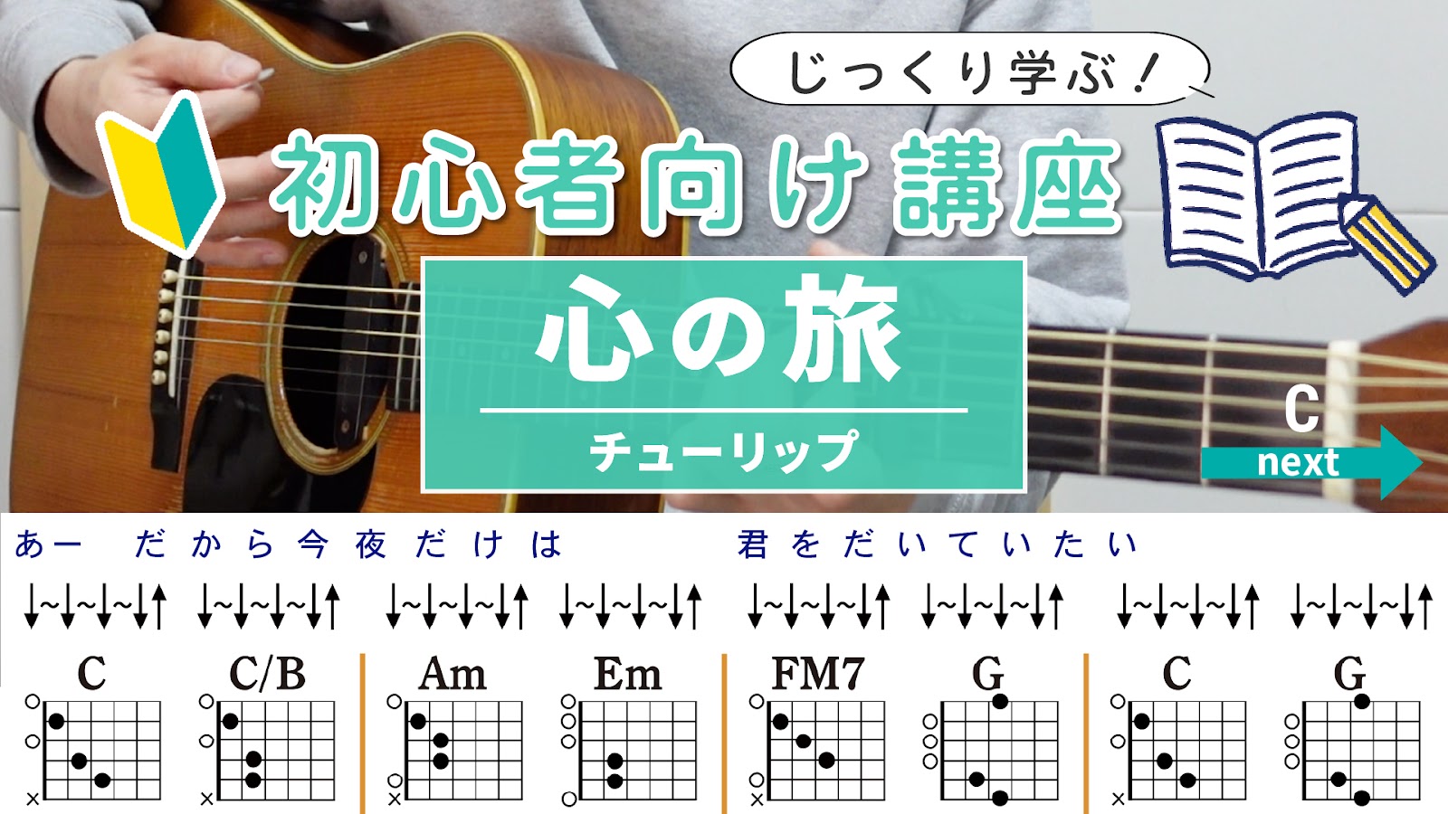 【初心者向け講座】心の旅 / チューリップ - ギターコード（ストローク）