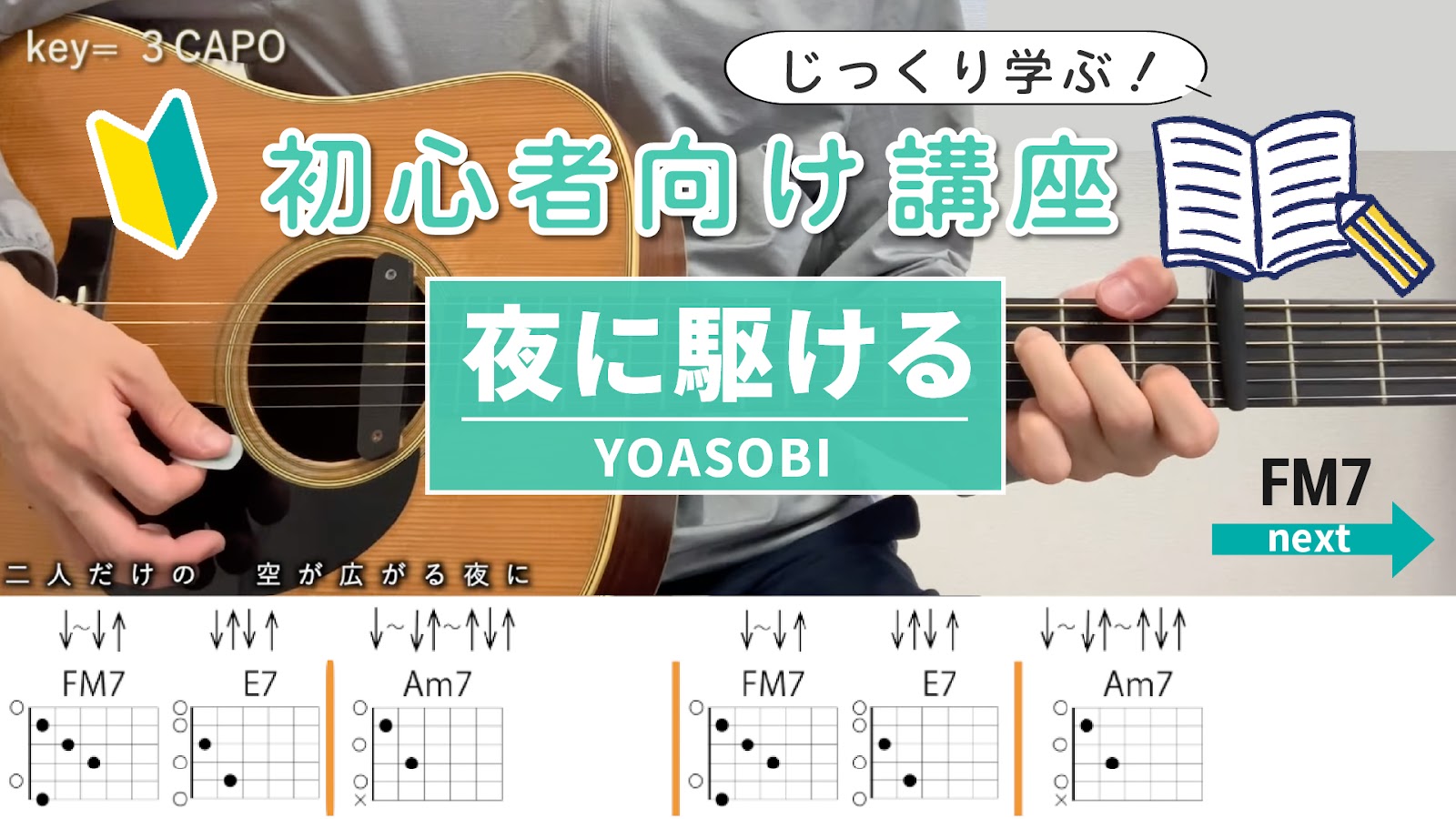 【初心者向け講座】夜に駆ける / YOASOBI - ギターコード（ストローク）