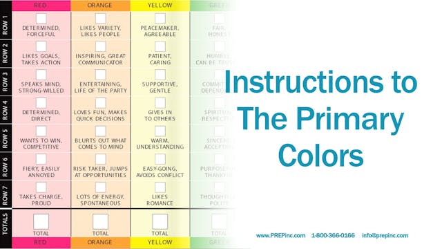 Instructions to the Primary Colors